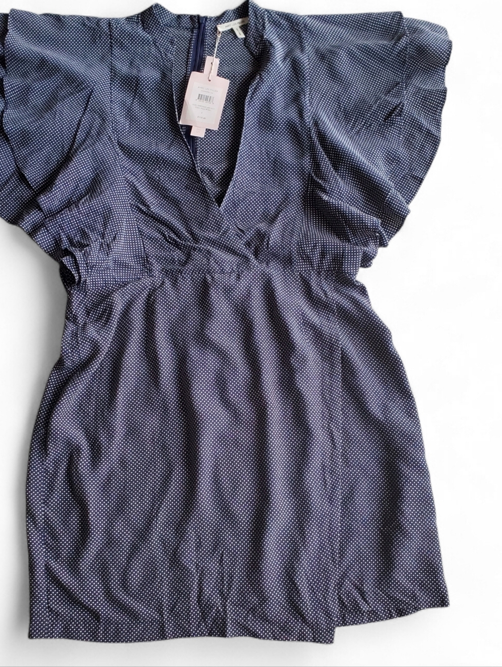 Avec Les Filles Navy Polka Dot V-Neck Dress Large